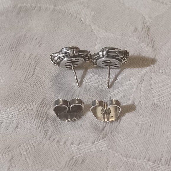 LAGOS Caviar Vintage Blue Topaz Stud Earrings, SS & 18k - Picture 5 of 10